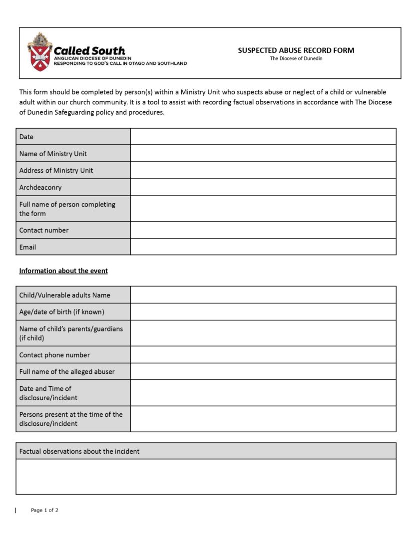 2022 Suspected Abuse Record Form.docx_page-0001 | Anglican Diocese of ...